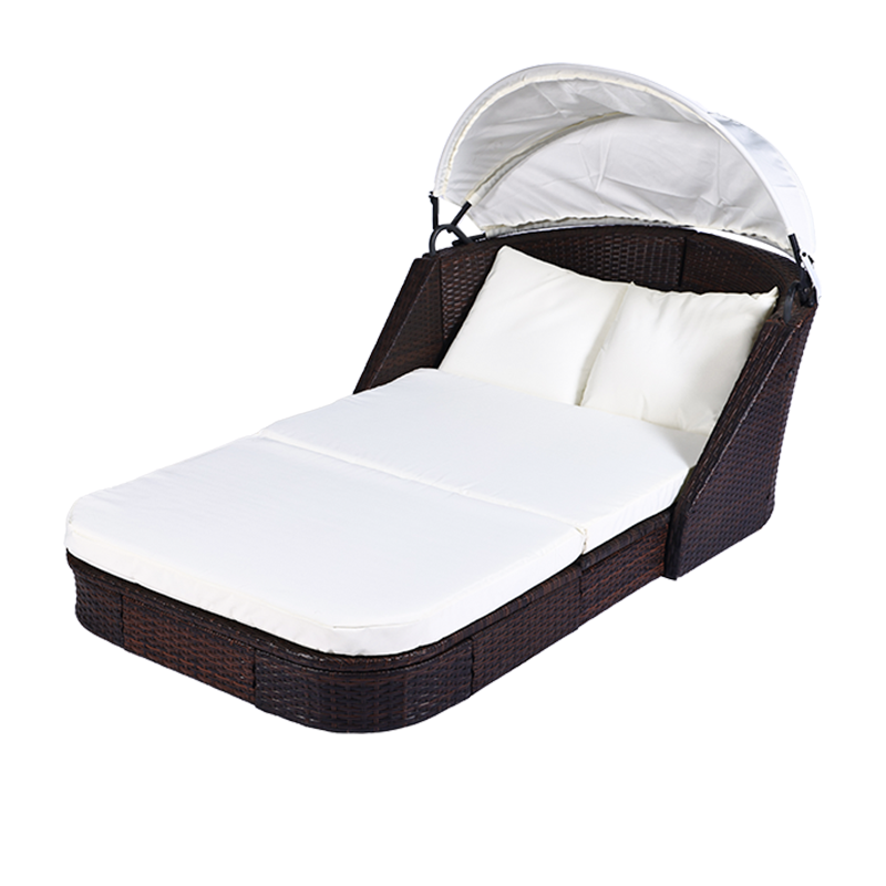 Outdoor furniture swimming pool Sunbed With Foldable Roof