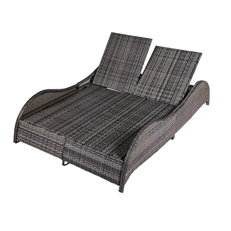 High quality outdoor furniture Rattan sun chair Wavy Double Sunbed 
