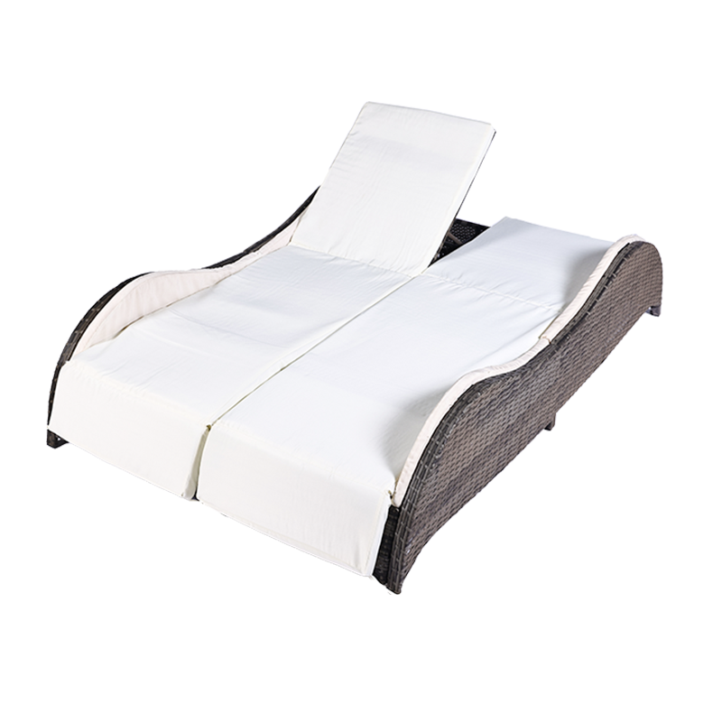 High quality outdoor furniture Rattan sun chair Wavy Double Sunbed 